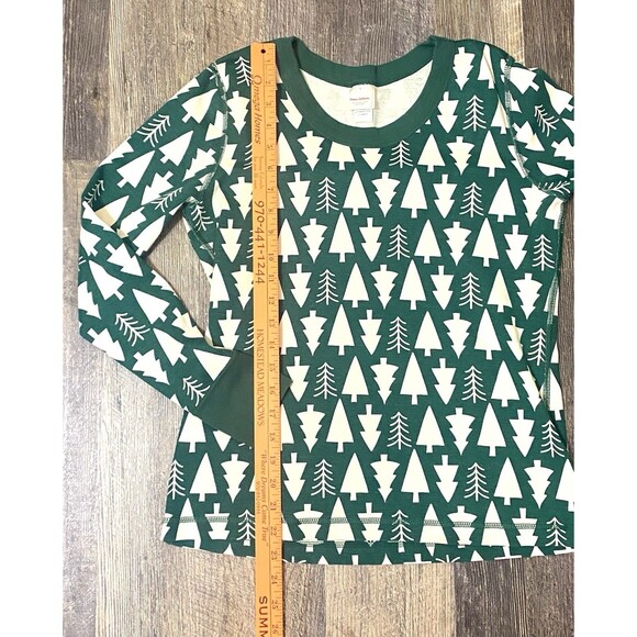 Hanna Andersson Organic Cotton Pajama Set Christmas Trees Holiday Top L Bottom M - Picture 7 of 16